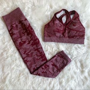 Red Camouflage Two Piece Gym Set